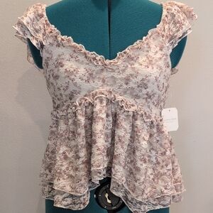 NWT Altar'd State Floral Lace Blouse Size XS